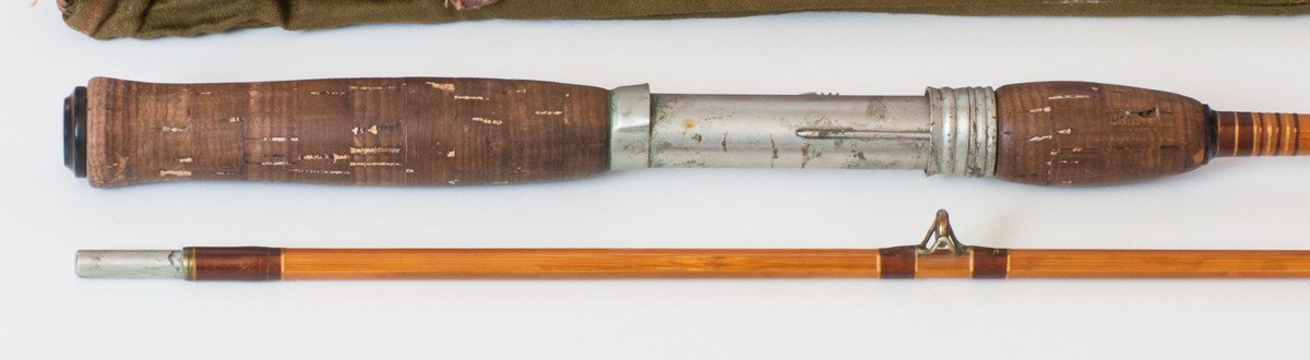 Vintage 2 pc Split Cane Fishing Rod with Bakelite Reel