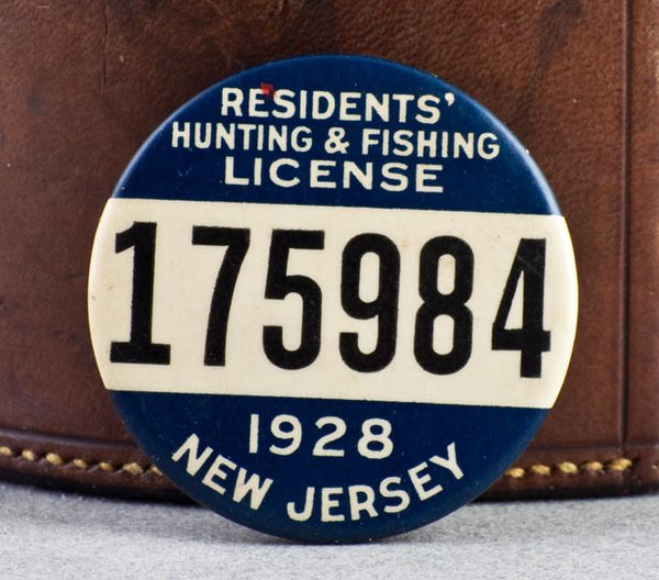 1928 New Jersey Resident Hunting & Fishing License Pin