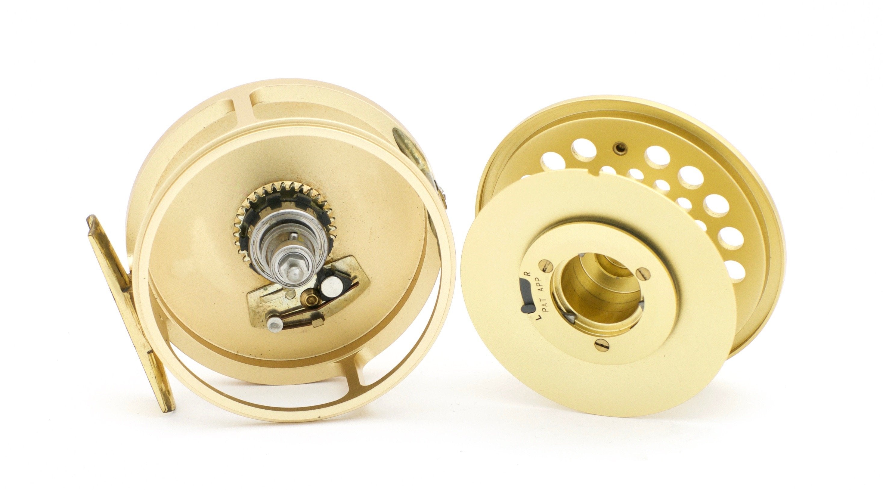 Hardy Gold Sovereign #8/9 trout fly reel with Hardy reel pouch and